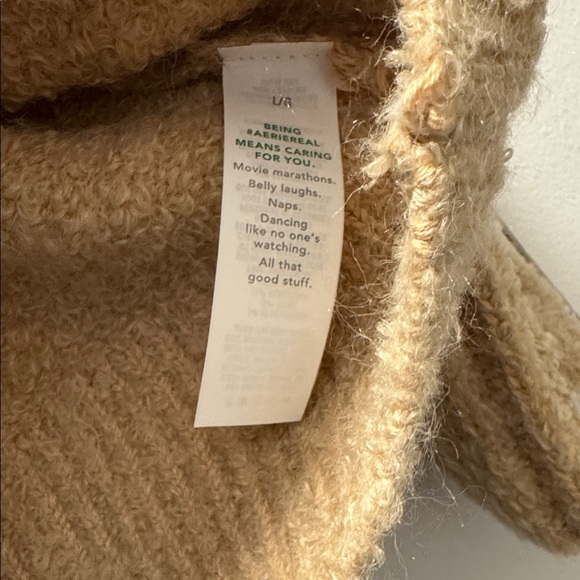 Aerie Boucle Teddy Bear Brown VNeck Off The Shoulder Oversized Sweater Large NEW - Picture 5 of 8